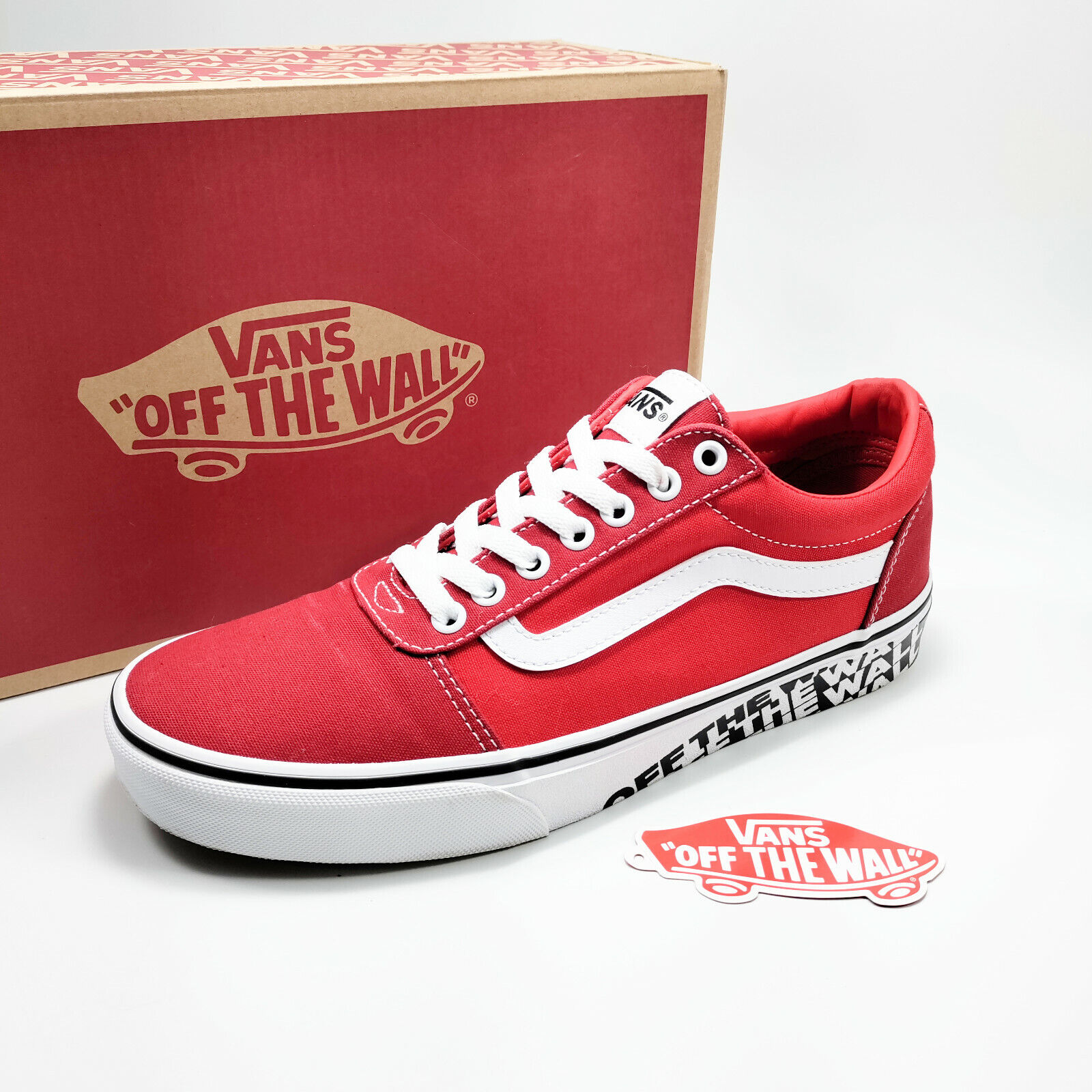 Vans Ward Off The Sidewall Low Sneaker Shoes Mens Red White 500714 SZ 8.5 |