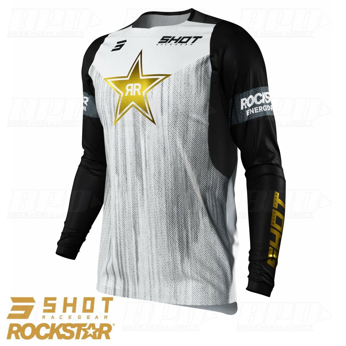 Adults Motocross Jersey Shot Contact Rockstar Energy White LTD