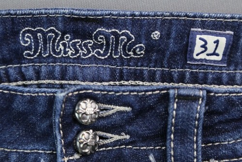 Pantalones de mezclilla para mujer Miss Me corte flor de lis embellecidos elásticos talla 31x34 - Imagen 4 de 12