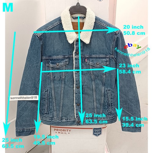 LEVIS PREMIUM SHERPA TRUCKER JACKET 163650128 BLUE MENS SIZE MEDIUM | eBay