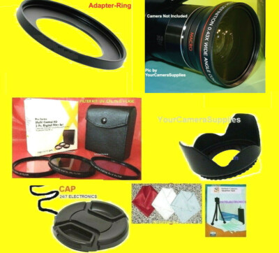 0.43X WIDE ANGLE LENS+ADAPTER to CAMERA CANON SX410 SX420 SX500 IS SX510 HS 52mm