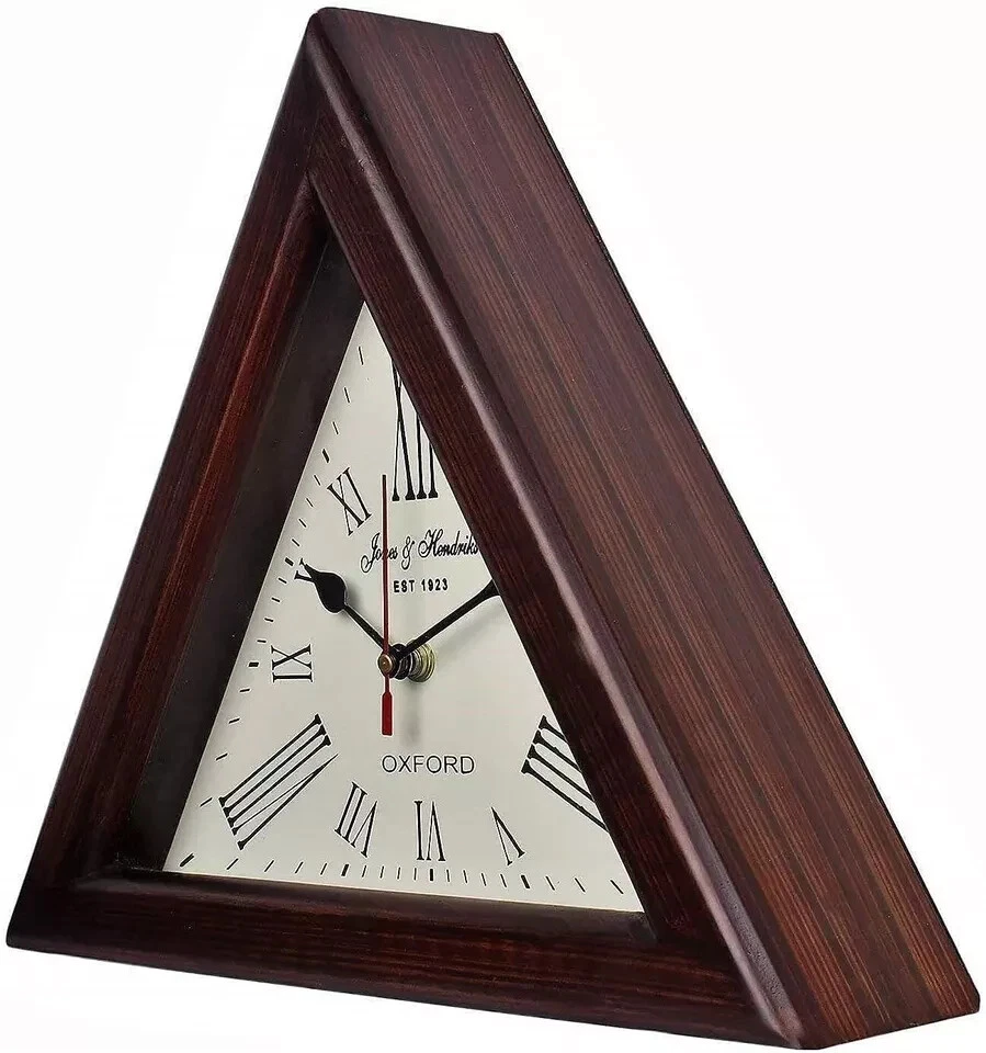 Triangle Wooden Clock 12 inches Wooden Triangle Wall Clock  Wall Decorative - Image 2 of 4