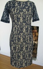 Next Navy Royal blue and cream lace dress - Size 8 Cocktail  Party Occasion