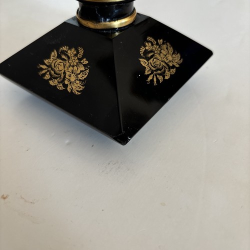 Seltener antiker Hattie Carnegie Schwarz Gold Art Deco Glas Parfum Flakon Annees - Bild 8 von 9