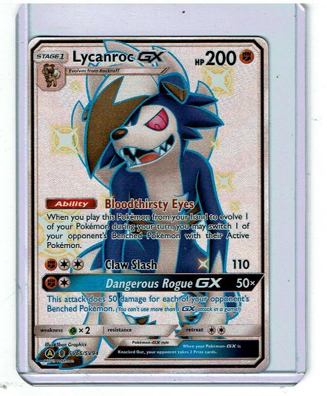 Lycanroc GX - Full Art - Shiny Holo - Hidden Fates - SV66 Lycanroc GX - Full Art - Shiny Holo - Hidden Fates - SV66