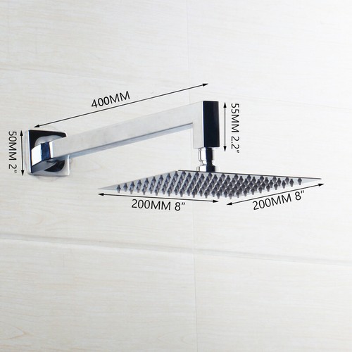 Grifo mezclador de brazos cuadrado de ducha de 8/10/12/16" montaje en pared lluvia cabezal de ducha grifos - Imagen 9 de 12