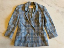 VTG Pendleton Blazer Womens Size 6 Grey 100% Wool Houndstooth Plaid Usa Made