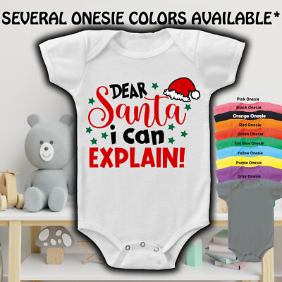 Dear Santa I Can Explain Christmas Gerber  Onesie  Cute Baby Shower Gift