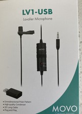 Movo LV1-USB-II Universal Lavalier Microphone w/ USB Adapter for Recording Video