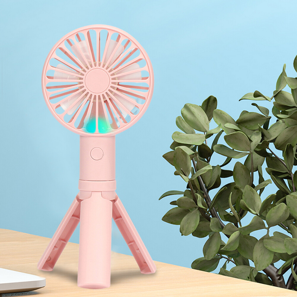 Handheld Fan Tripod Mini Portable Fan Colorful Lights Silent Outdoor