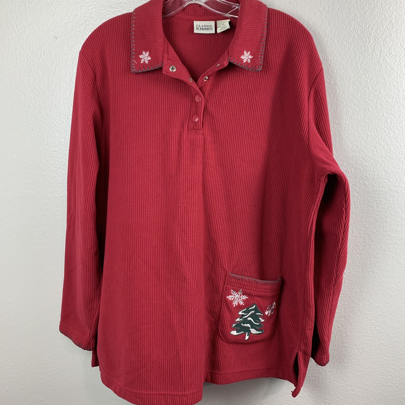 Classic Elements Red ribbed long sleeve  decorate… - image 2