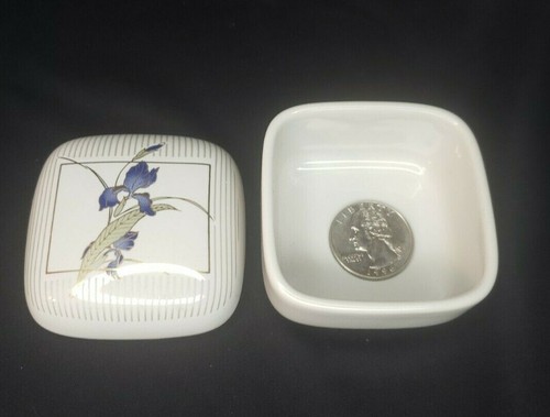 Vintage Otagiri Japan Grand Iris Small Square Trinket Box - Picture 2 of 6