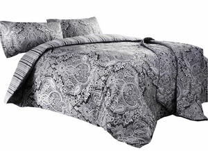 Paisley Striped Black White Cotton Blend Single Duvet Cover Ebay