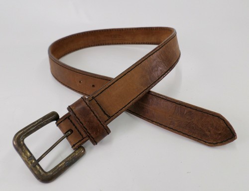 No Fear Leather Belt Hammered Buckle 