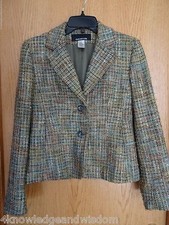 Jones New York Suit Jacket Womens Size 4 Boucle Tweed Vintage 2 Button