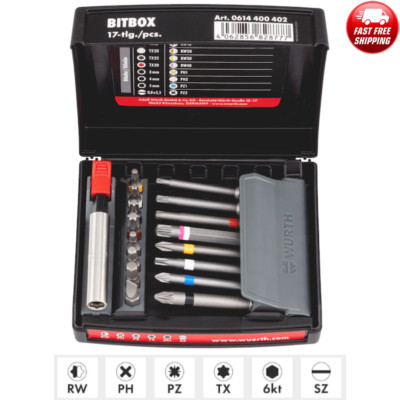 Würth  Universal Bohrschrauber Bit Box Set 17-teilig RW PH PZ TX HEX SZ 6KT