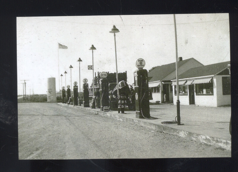REAL PHOTO SEDALIA MISSOURI LEONARDS 66 GAS STATION POSTCARD COPY MO