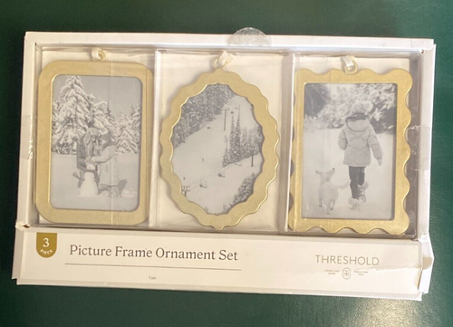 Set Of 3 Picture Frame Christmas Tree Ornaments New