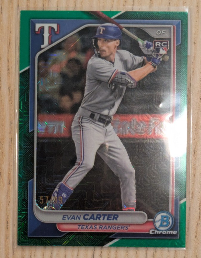 2024 Bowman Chrome - Evan Carter #65 Green Mojo Refractor /99 (RC)