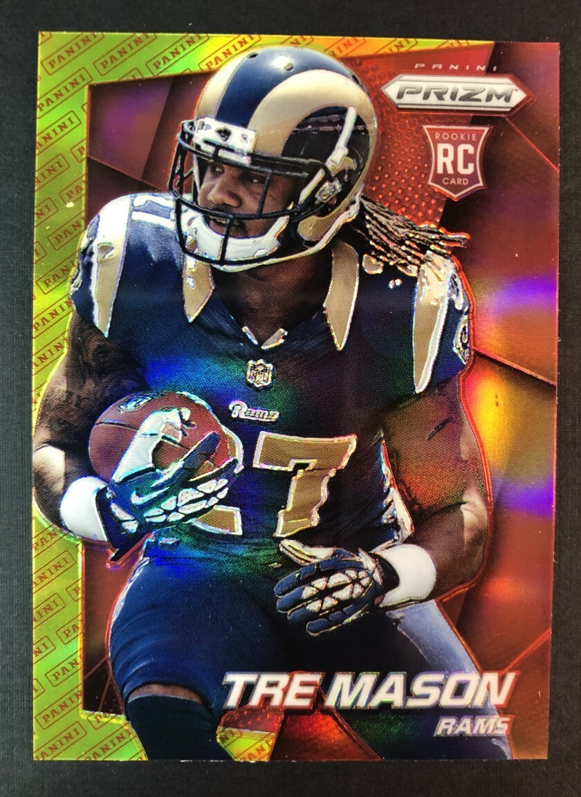 2014 Panini Prizm Tre Mason Red Yellow Rookie Refractor Rams Free Shipping