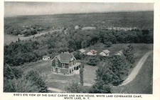 Birds Eye View Girls Cabins Main House White Lake New York Vintage Postcard 1946