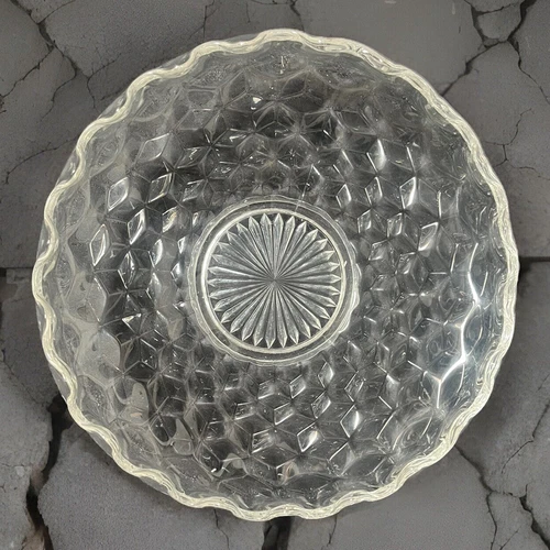 Vintage Fostoria AMERICAN Clear Pressed Glass Cupped Rolled Edge Bowl 12"