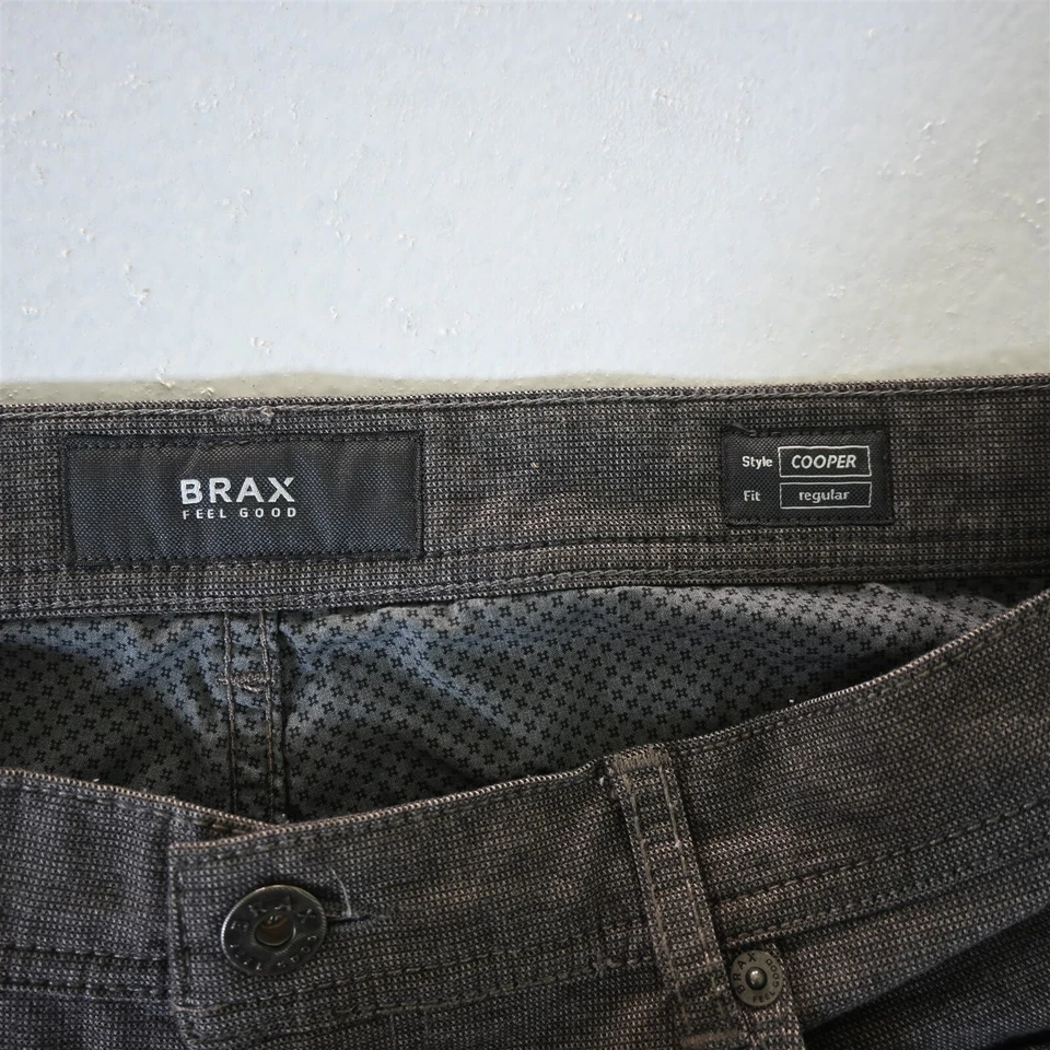Pantalones de mezclilla Brax 34x34 Cooper regulares rectos marrón sarga ojo de pájaro para hombre Foto 3 de 4