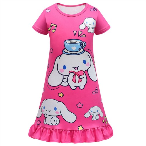 Cinnamon dog 3-10-year-old girl's nightgown round neck short sleeved dress - Picture 8 of 14