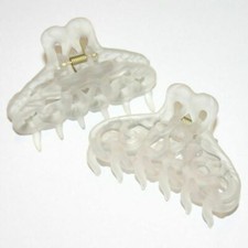 Hair Claw Clamp Frosted Clear Clasp Clip Filigree Scroll Ornate Made in France