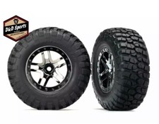 Traxxas 6873T Tires  Wheels Assembled Glued SCT Split-Spoke Black Chrome