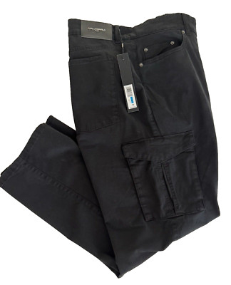Karl Lagerfeld Paris Solid Cargo Jeans Pants, Black, 5 Pocket, Size 36, NWT