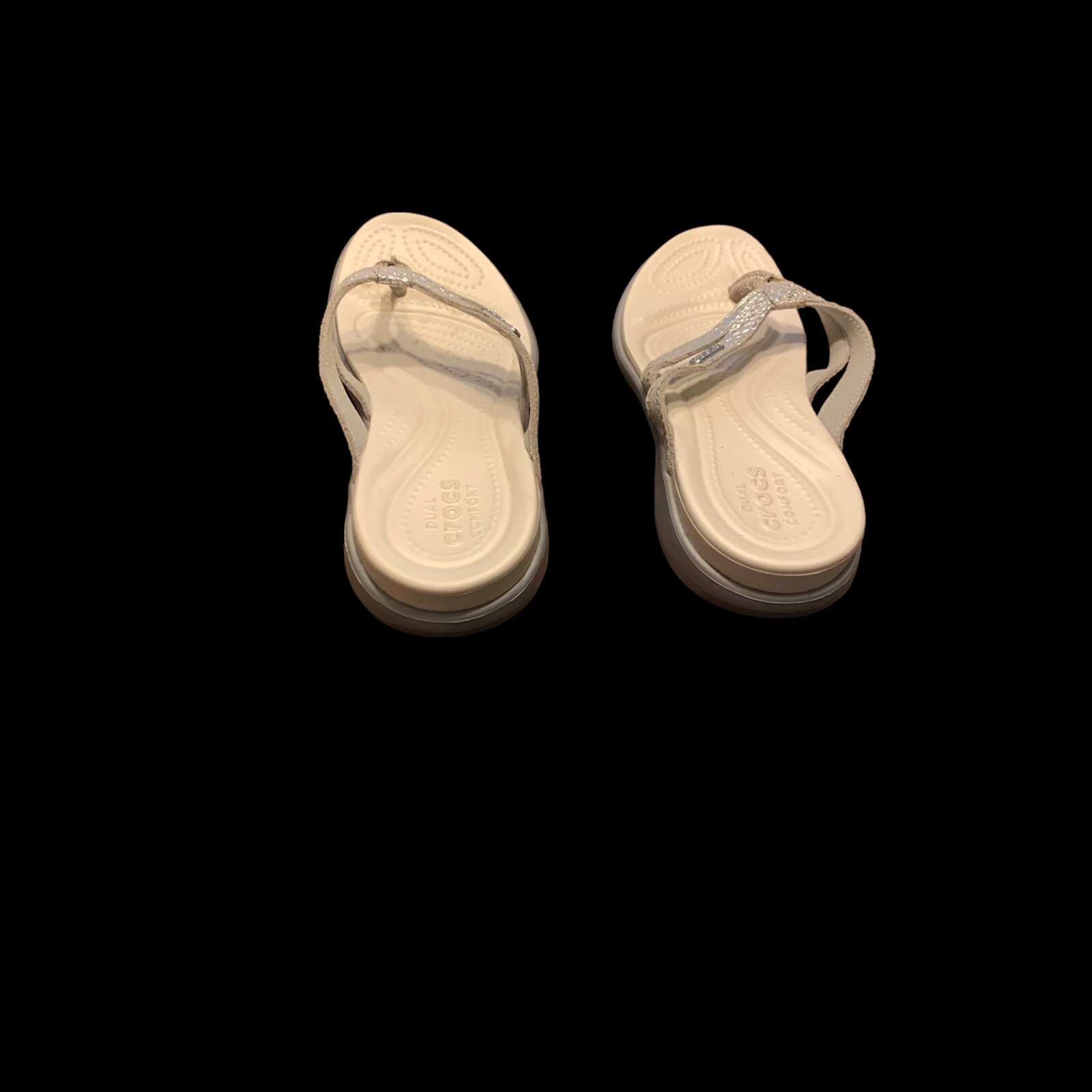 Crocs Capri V Flip Flops Sandals Dual Comfort Silver Shimmer Women's Size 5  | eBay