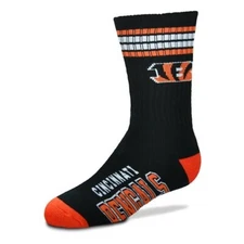 Cincinnati Bengals Men's Crew Socks Youth Size 1 to 5 4 Stripe