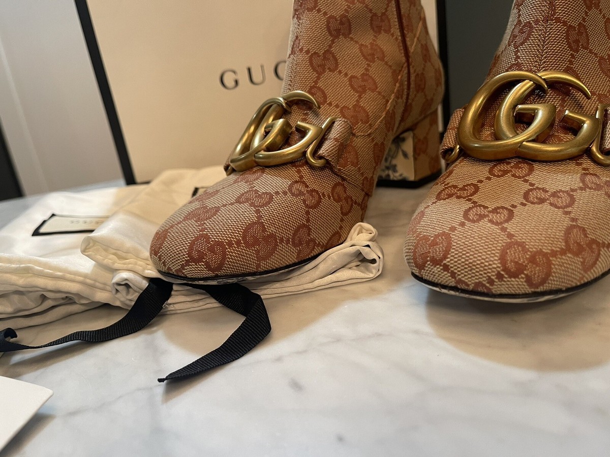Gucci GG Logo Marmont Guccissima Monogram Brown Mid-Calf