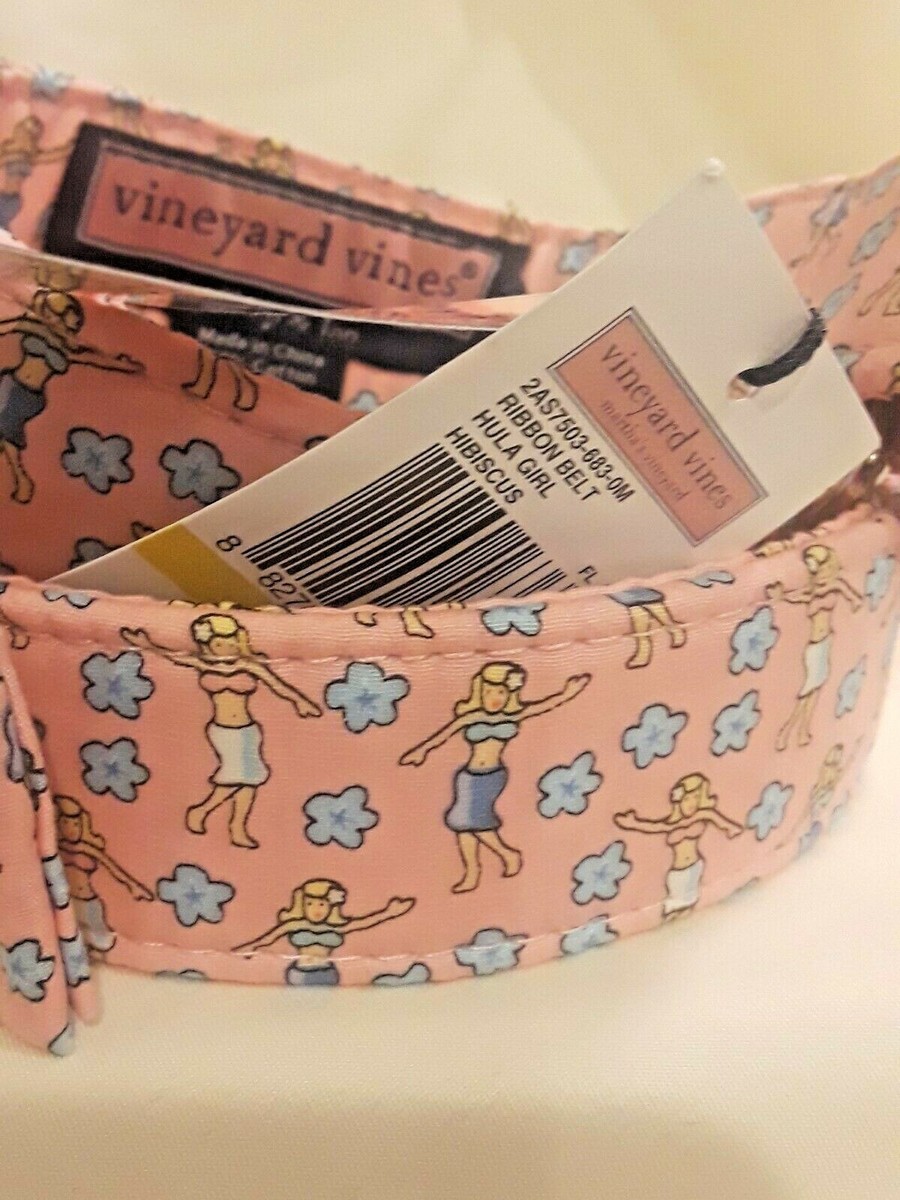 Vineyard Vines Women’s Pink Hula Girl Fabric Belt Vineyard Vines Hula Girl ribbon belt M Hibiscus D ring | eBay main image 2