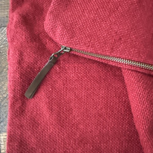 Vtg Pottery Barn Pillow Cover 100% Linen 20x20 Red YKK Zipper Made in India - Picture 7 of 12