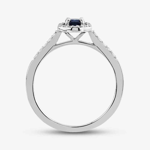 9ct White Gold Sapphire & Diamond Halo Ring OJR1701-BS - Picture 3 of 4