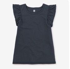 TEA COLLECTION Mini Pom Pom Flutter-Sleeve Top - Indigo - NWT Girls 12
