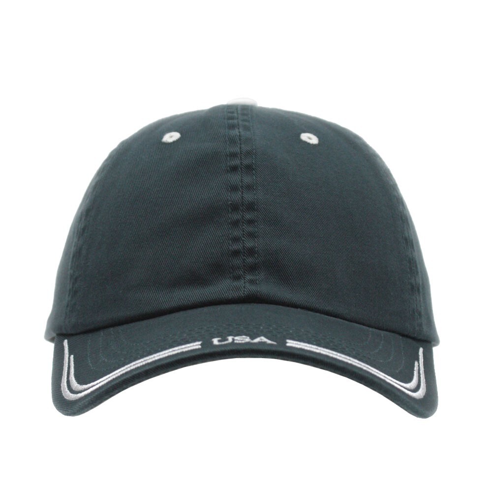 New USA White Logo Dark Green Washed Cotton Adjustable Baseball Cap