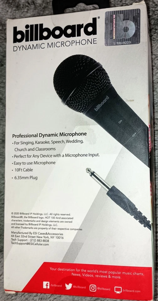 BILLBOARD Dynamic Microphone BB2722 Sealed Karaoke Mic Singing Record Speaker - Image 4 of 4