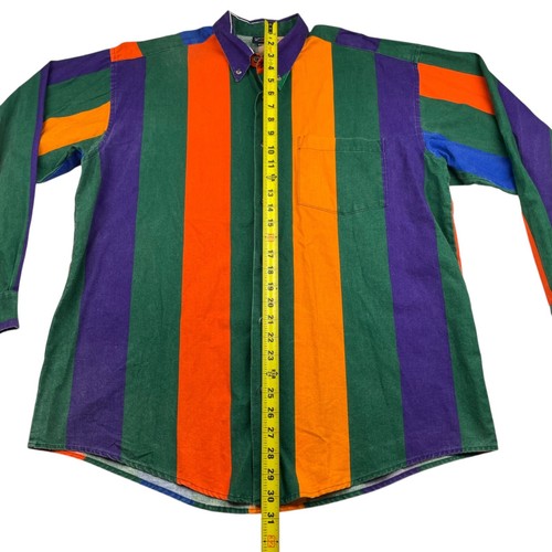VTG Ferruche Casual Basics Men's Button Shirt Multicolor Stripe • USA • Large - Picture 5 of 7