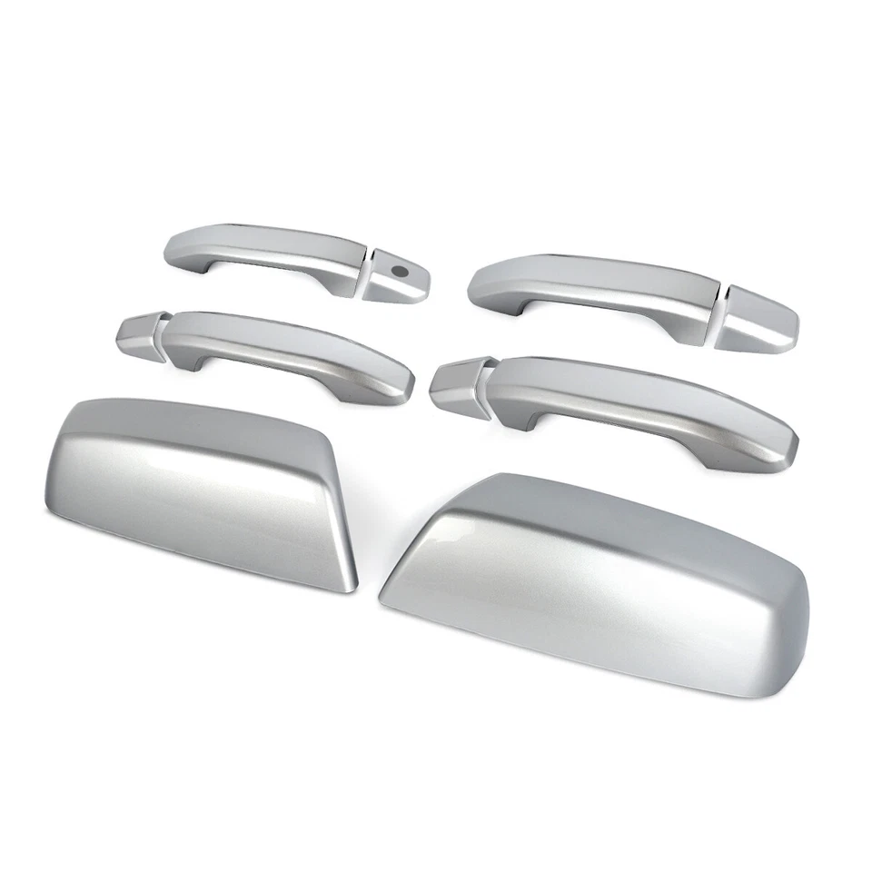 For Chevy Silverado 1500 2014-2018 Silver Ice Door Handle Mirror Cover WA636R Foto 4 de 4