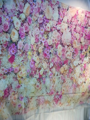 5'x7' Floral Canvas - Photography Background Backdrop - Pink White - NEW