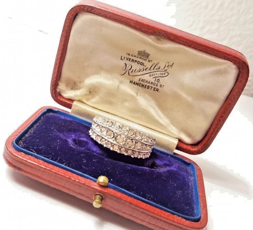 ANELLO a fascia con 3 file di scintillanti ZIRCONI BIANCHI argento Fascione Ring - Immagine 4 di 4