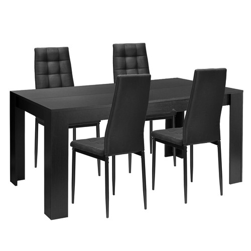 5 pcs Dining Set Wood Table and 4 Fabric Chairs Home Kitchen Modern Furniture - Picture 10 of 11
