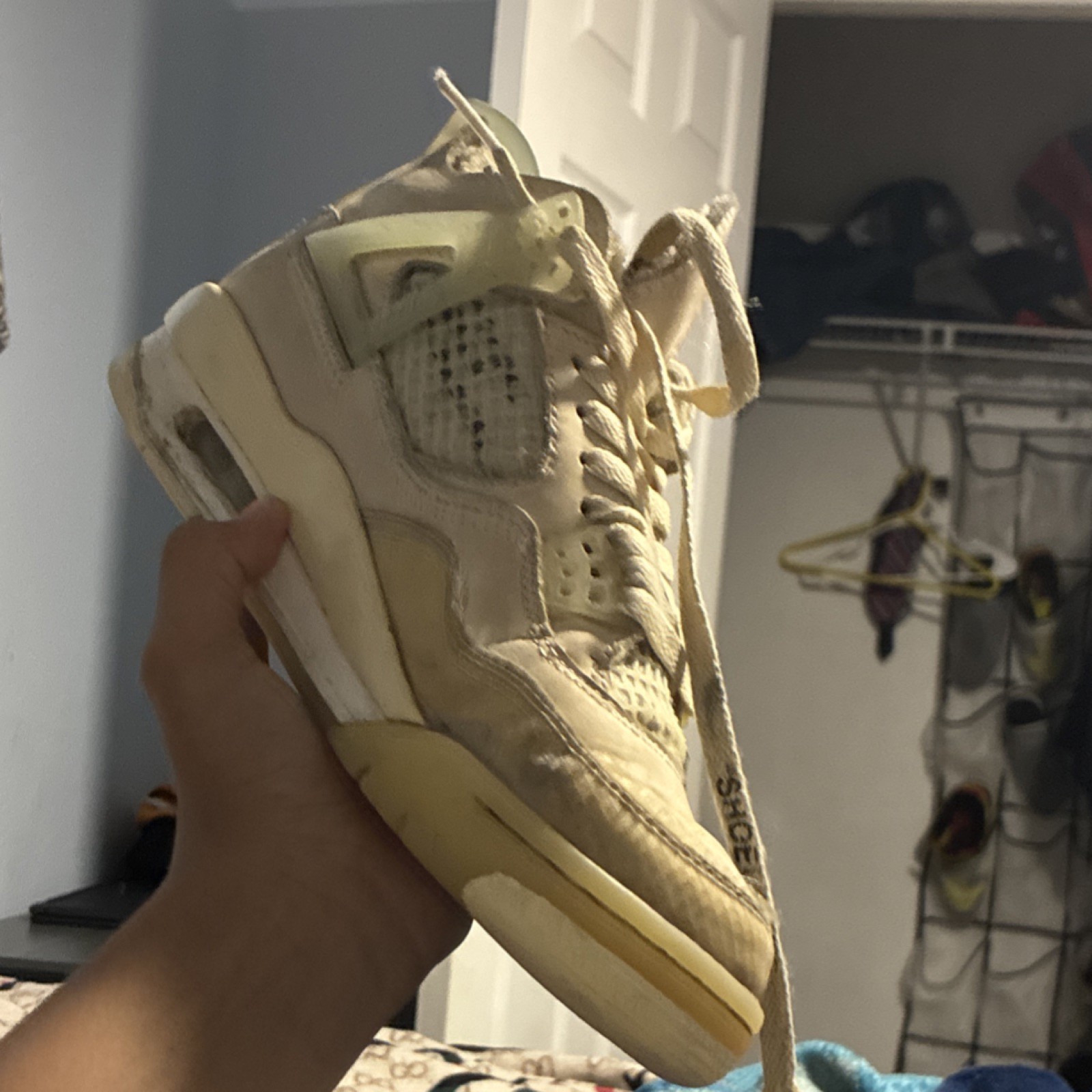 Nike Air Jordan 4 Off-White Beige Men's Mid Top Lace Up Bask