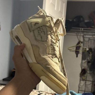 Nike Air Jordan 4 Off-White Beige Men's Mid Top Lace Up Basketball Sneaker
