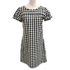 J.Crew Gingham Puff Sleeve Shirt Dress Preppy Nautical Spring Summer Blue size 2