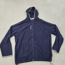 Reebok Fleece Hoodie Mens XL Navy Blue Logo Full Zip