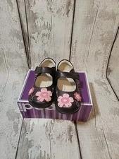 Pediped Toddler Sadie Brown Floral Mary Jane Shoes Faux Leather Girls Sz 10-10.5